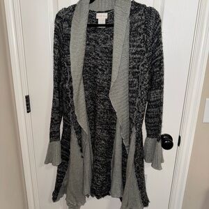 Country Door Elegant Black and Gray Open Front Cardigan